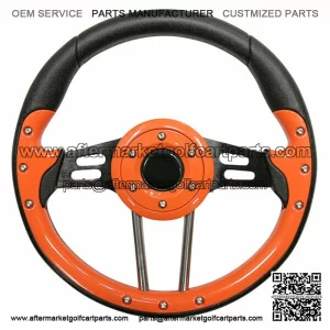 Precedent 13" Aviator-4 Orange Grip Golf Cart Steering Wheel w/ Black Spokes (Fits all Years)