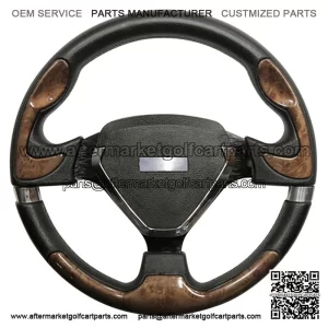 Yamaha 13" BONNEVILLE Woodgrain/Black Aluminum Golf Cart Steering Wheel (Fits all Years)