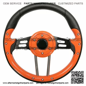EZ-GO 13" Aviator-4 Orange Grip Golf Cart Steering Wheel w/ Black Spokes (Fits all Years)