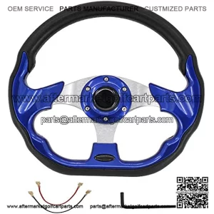 Blue Golf Cart Steering Wheel for Compatible with Boat Racing Style Steering Wheel Aluminum Frame With Horn