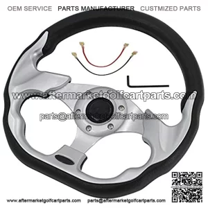 12.5 inch Universal Golf Cart Steering Wheel Hub PU Sleeve w/Horn Compatible with Club Car Yamaha Most Golf Carts