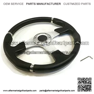 Universal 14" Steering Wheel Black/Chrome for Club Car, E-Z-GO, Yamaha Golf Cart