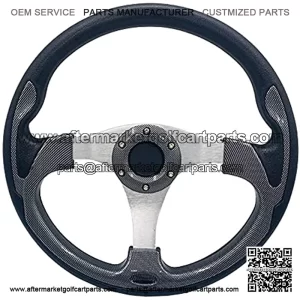 14inch Golf Cart Steering Wheel 6 Hole Universal Pattern For Golf Cart Club Car and Yamaha (Carbon silver)