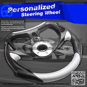 Steerig Wheel Replacment for Club Car Yamaha Golf Cart, Club Car DS and Cool Racing Style Steerig Wheel - Universal (Silver)