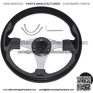 Golf Cart Steering Wheel for Compatible with Club Car Yamaha Golf Cart with Horn Button Fuse Wrench 6 Hole 13.7"