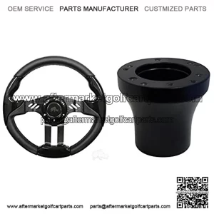 Club Car DS 5 Golf Cart Steering Wheel Kit (Black Grip with Black Spokes)
