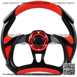 Golf Cart Steering Wheel for Club Car Yamaha Universal Steering Wheel Steering Wheel Club Car Cool Racing Style Steering Wheel(Red)