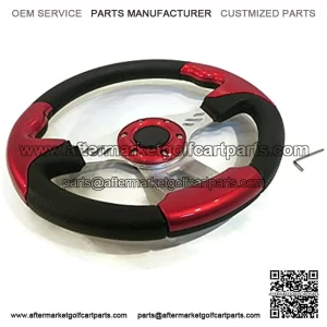 Universal 13" Steering Wheel Red & Black for Club Car, E-Z-GO & Yamaha Golf Cart
