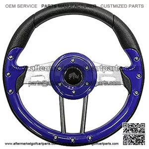Golf Cart Steering Wheel- Blue Grip with Brushed Aluminum Spokes- 13. Diameter