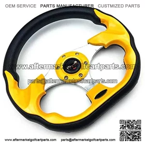 Golf Cart Steering Wheel or Adapter, Generic of Most Golf Cart for Club Car Yamaha(Yellow)