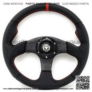 12.5" Steering Wheel w/Horn Red 6 Hole, Club Car Boat UTV Golf Cart