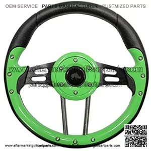 3G Golf Cart Steering Wheel- Lime Green Grip with Black Spokes- 13. Diameter