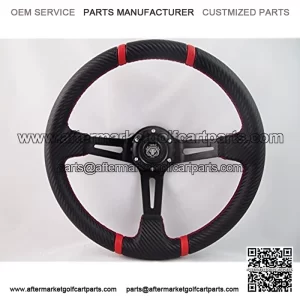 New World Motoring Club CAR Precedent Steering Wheel Golf cart W/Adapter 3 Spoke Carbon Fiber