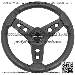 Lugana Black Premium Italian-Made Steering Wheel for Golf Carts - No Hub Adapter Required