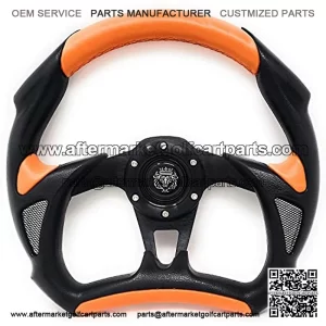 New World Motoring 1984+ Club CAR DS Orange Steering Wheel Golf cart with Adapter 3 Spoke