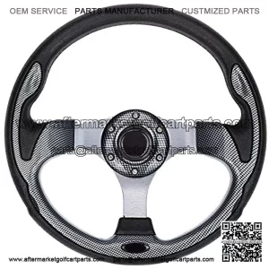Universal 12.5 inch Golf Cart Steering Wheel for EZGO TXT RXV, Club Car DS Precedent, Yamaha G29 Drive and others - Light Gray