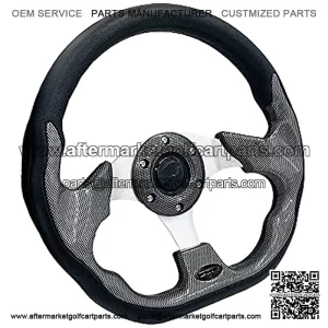12.5 inch Golf Cart Steering Wheel For EZGO Yamaha Club Car DS and Precedent Carbon Fiber Golf Carts Steering Wheel with Wrench