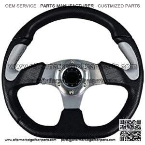 Silver Flat Bottom Deluxe Steering Wheel for Star Classic Golf Cart