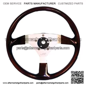 3-Spoke Faux Wood Golf Cart Steering Wheel