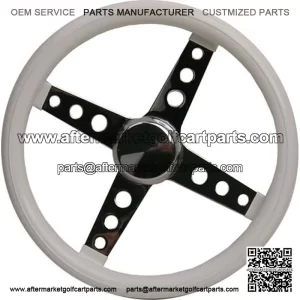 Classic White Gloss With Chrome Golf Cart Steering Wheel