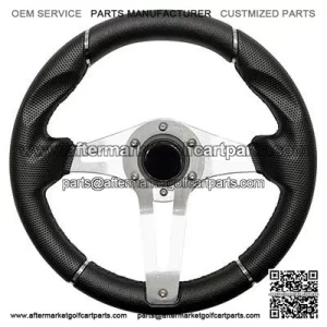 Golf Cart Steering Wheel Black Grip Aluminum Spokes 13 Inch