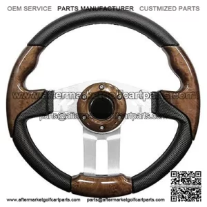 Golf Cart Steering Wheel Woodgrain With Aluminum Spokes 13 Inch