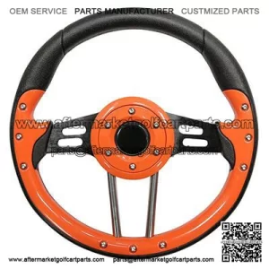 Golf Cart Steering Wheel Orange Grip Black Spokes 13 Inch