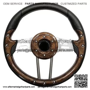 Golf Cart Steering Wheel Woodgrain Grip Aluminum Spokes 13 Inch