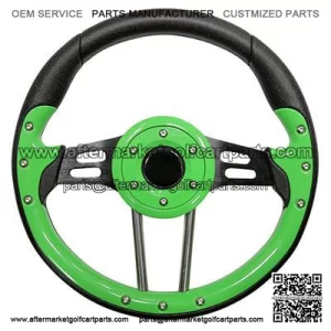 Golf Cart Steering Wheel Lime Green Grip Black Spokes 13 Inch