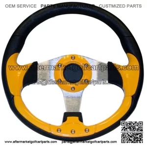 Golf Cart Steering Wheel 13 Inch Yellow Black Club Car Ezgo Yamaha