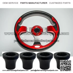 Ultra Red Golf Cart Steering Wheel W/ Hub Adapter Black For EZGO Club Car Yamaha