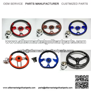 EZGO/ Club Car/ Yamaha Golf Cart Steering Wheel Multiple Colors Chrome Adapter