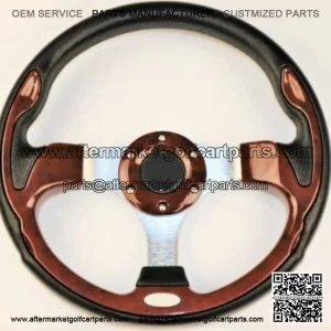 Vintage Golf Cart Steering Wheel Wood Grain logo 12.5" EZGO YAMAHA Club Car