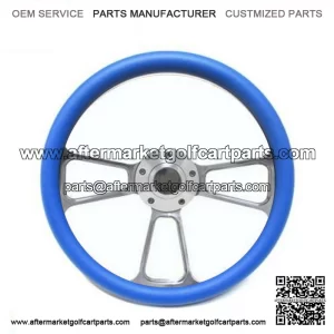 Club Car Golf Cart  14" Billet Sky Blue Steering Wheel Includes Horn & Adapter