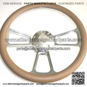 Club Car Golf Cart   14" Billet & Tan Steering Wheel Includes Horn & Adapter