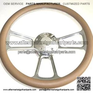 New World Motoring Club Car Golf Cart 14" Billet & Tan Steering Wheel Include...