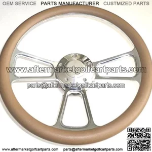 Club Car Golf Cart 14" Billet & Tan Steering Wheel Includes Horn & Adapter