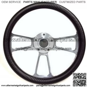 Club Car Golf Cart 14" Billet & Black Carbon Fiber Steering Wheel + Adapter