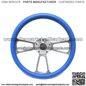Club Car Golf Cart 14" Billet Sky Blue Steering Wheel Includes Horn & Adapter