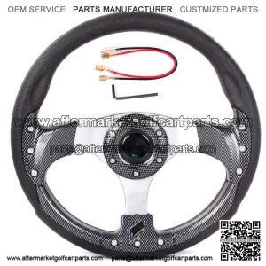 12.5 inch Golf Cart Steering Wheel Carbon Fiber Fit for EZGO Club Yamaha Cart