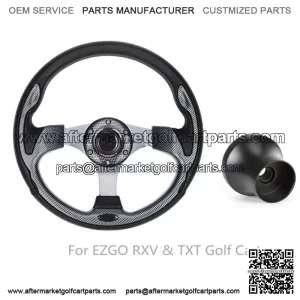 12.5" Golf Cart Steering Wheel W/ Adapter Fit EZGO RXV TXT Cart Part Black