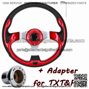 12.5" Golf Cart Steering Wheel+ Adapter Chrome Fit EZGO TXT & RXV-Red