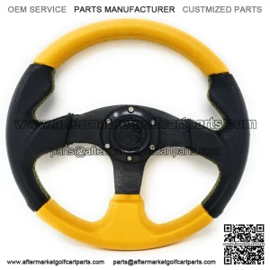 12.5" Steering Wheel w/ Horn Yellow 6 Hole,EZGO Club Car Boat UTV Golf Cart