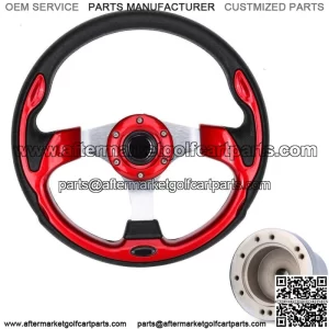RED Golf Cart Steering Wheel and Chrome Adapter For Yamaha G1-G29 Parts