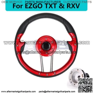 Golf Cart Steering Wheel & Chrome Hub Adapter for EZGO TXT RXV Cart Parts Red