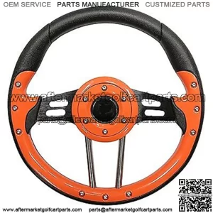 Golf Cart Steering Wheel- Aviator Orange & Black- 13" Diameter
