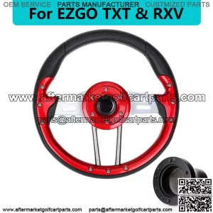 Red Golf Cart Steering Wheel + Black Adapter for EZGO TXT RXV Cart Parts