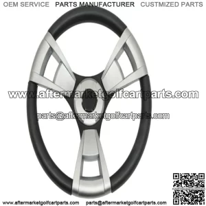 Gussi Brushed Aluminum & Black Steering Wheel for Yamaha G16-Drive II Golf Carts