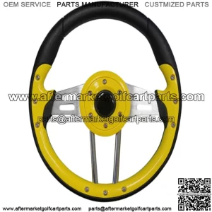 Golf Cart Steering Wheel- Yellow Grip/ Black Spokes 13" Diameter