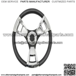 Gussi Chrome & Black Steering Wheel for Yamaha G16-Drive II Golf Carts